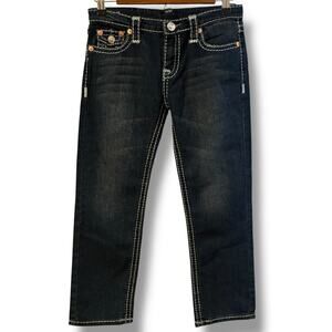 True Religion Joey Super T' Jeans Size 11/12 Ice Blue Stitching Made In USA